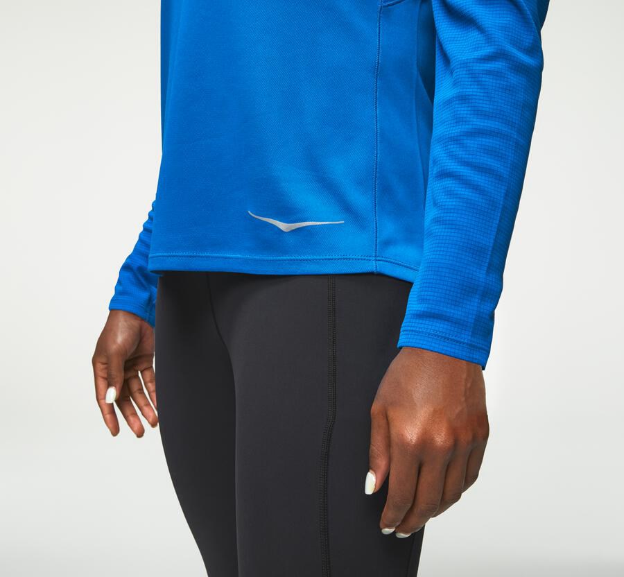 Hoka One One Womens Tops - Performance Long Sleeve - Blue - NHIA23609